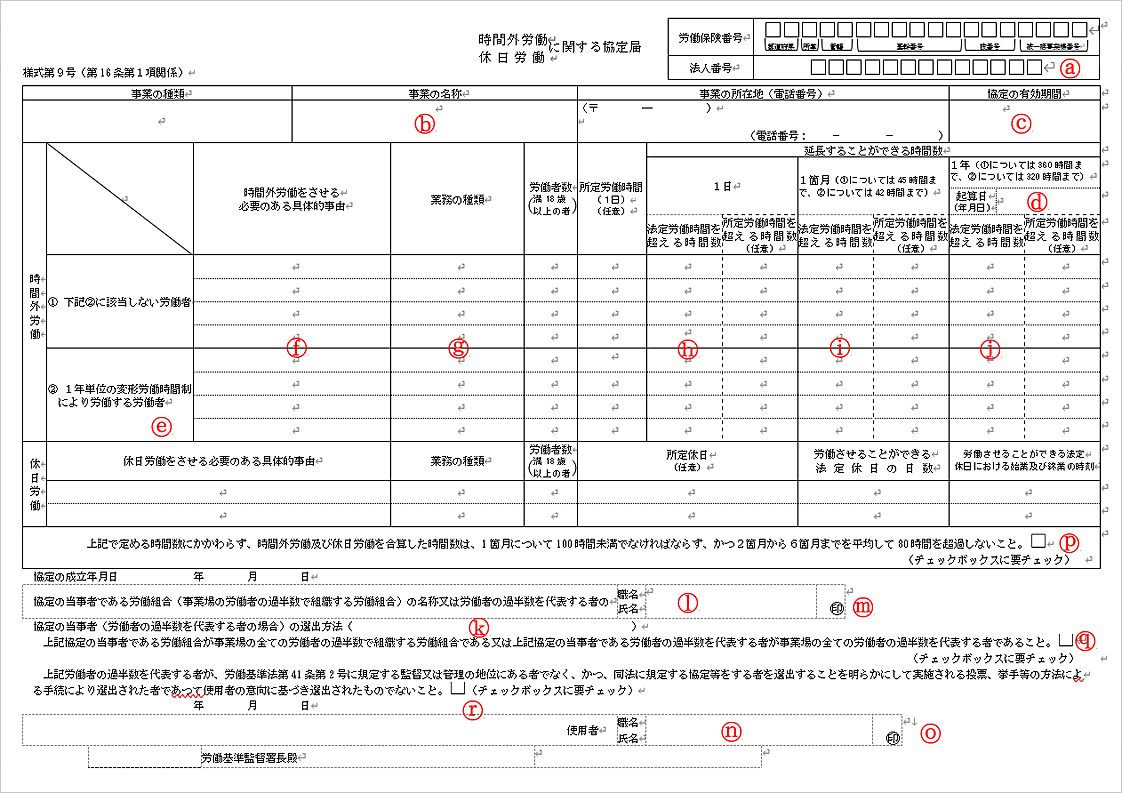 36協定の実際の記入例ご紹介 36協定の記入上の注意点 社労士業務のご案内 社会保険労務士法人スマイング